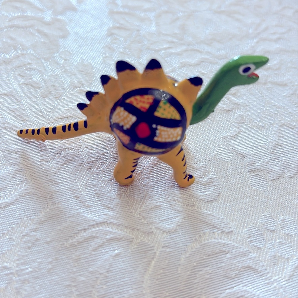 Handmade Mexican Wooden Yellow Dinosaur